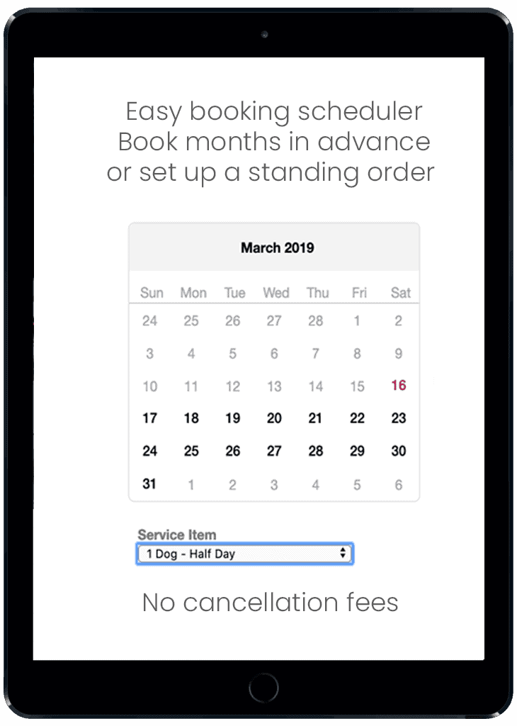 dog day care booking tablet